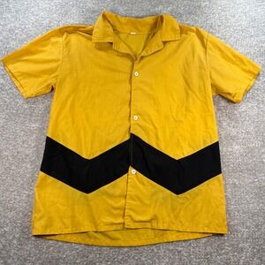 Unbranded Charlie Brown Shirt Zig Zag Chevron Short Sleeve L Yellow Cosplay